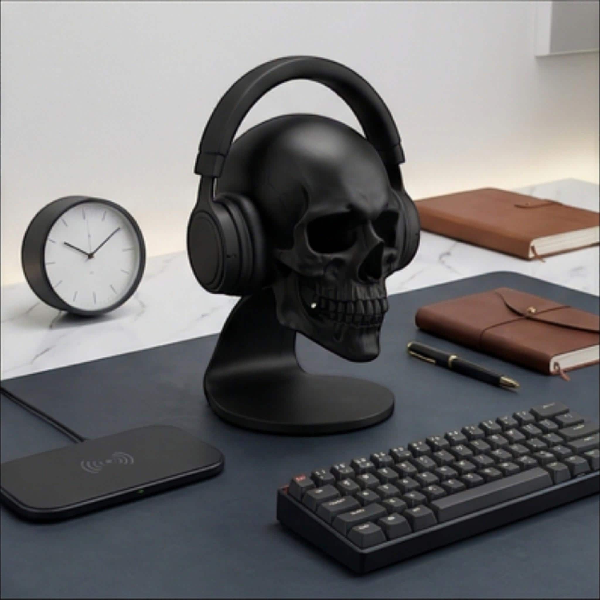 Skull Headset Stand, Gaming Desktop Organizer, Gothic Room Decor __etsy:7874562343