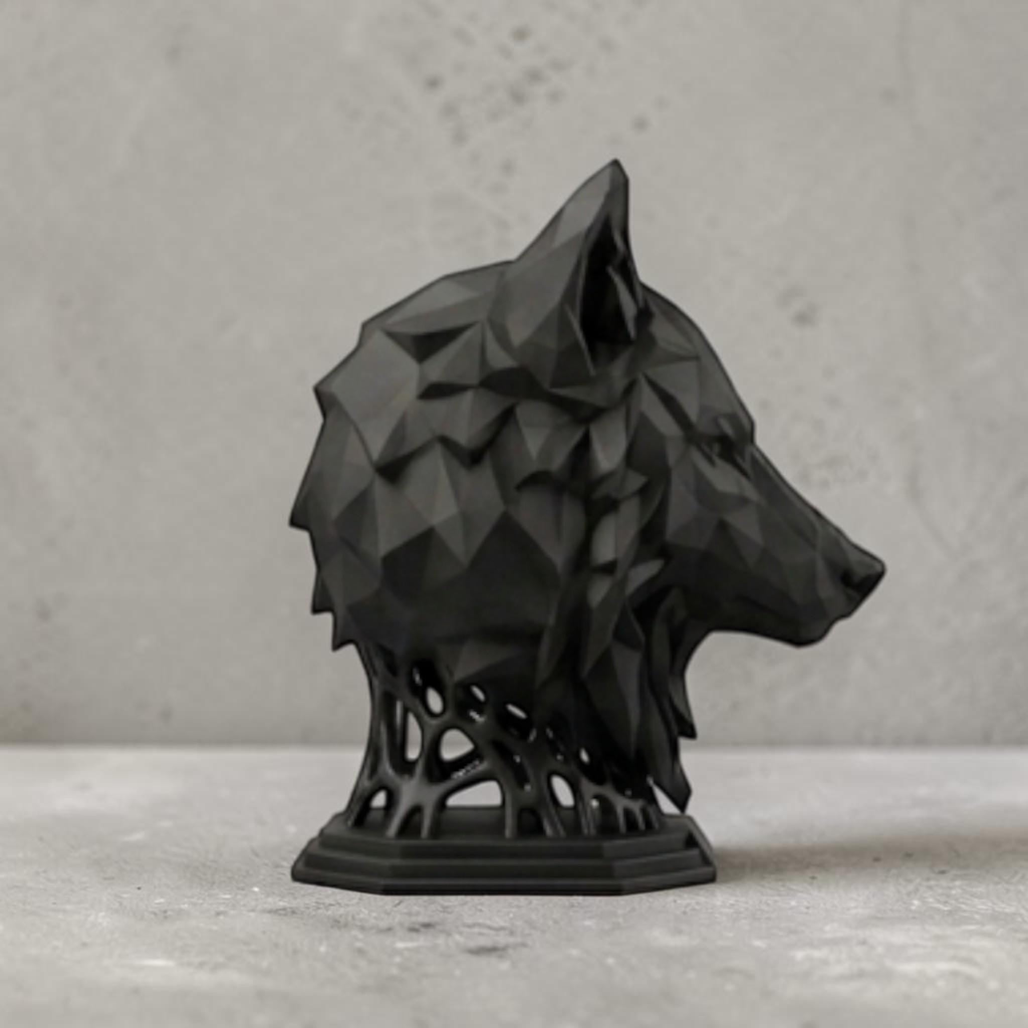 Geometric Wolf Headphone Stand – Hexagonal Base, Multi-Color Edition