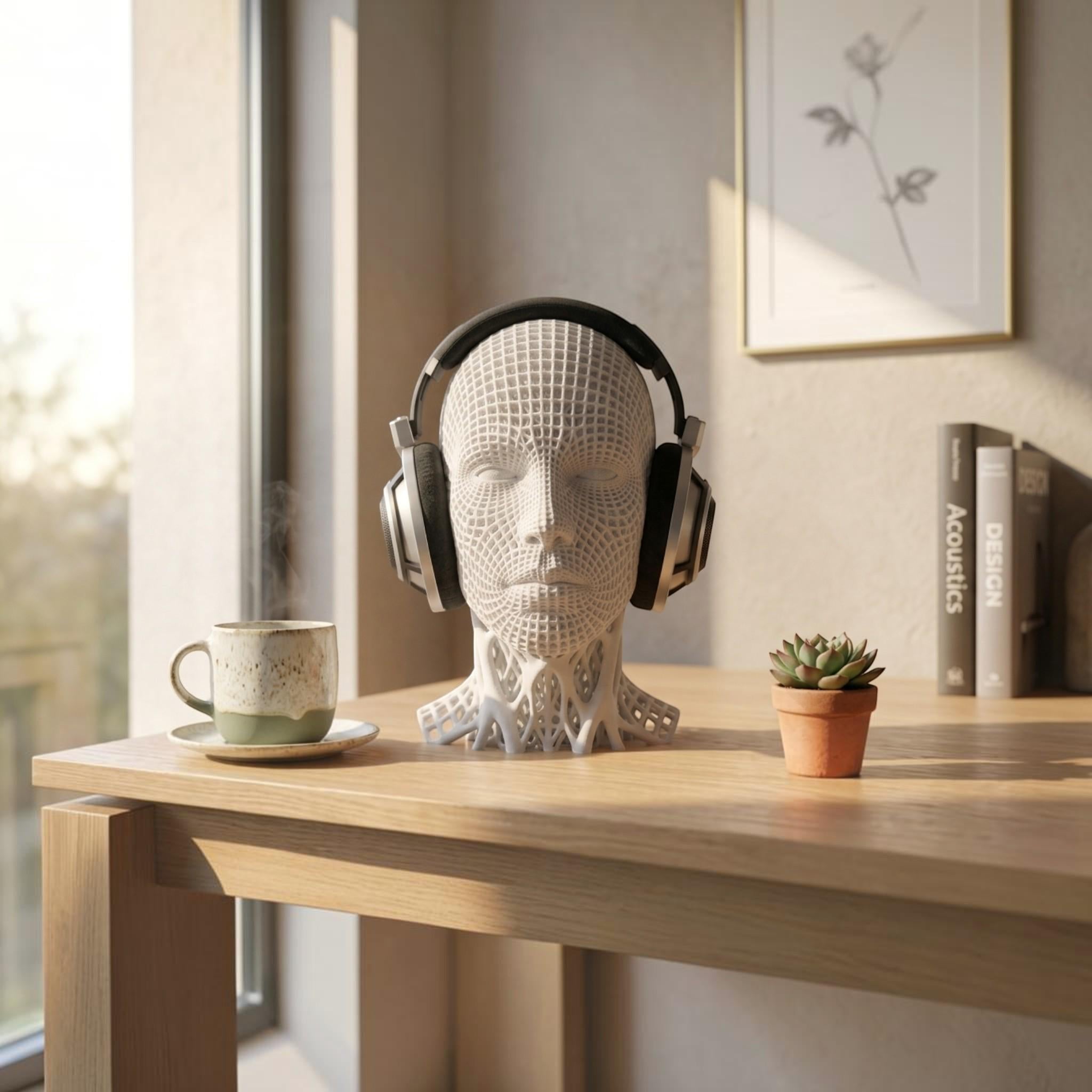 Voronoi Headphone Stand – Geometric 3D Printed Audiophile Desk Decor