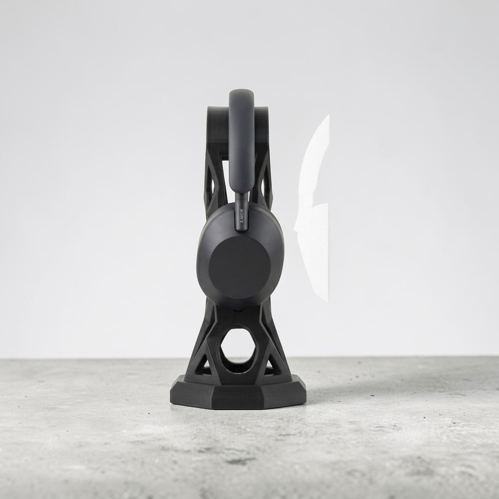 Cage Design Headphone Holder – 3D Printed Black Gaming Desk Stand