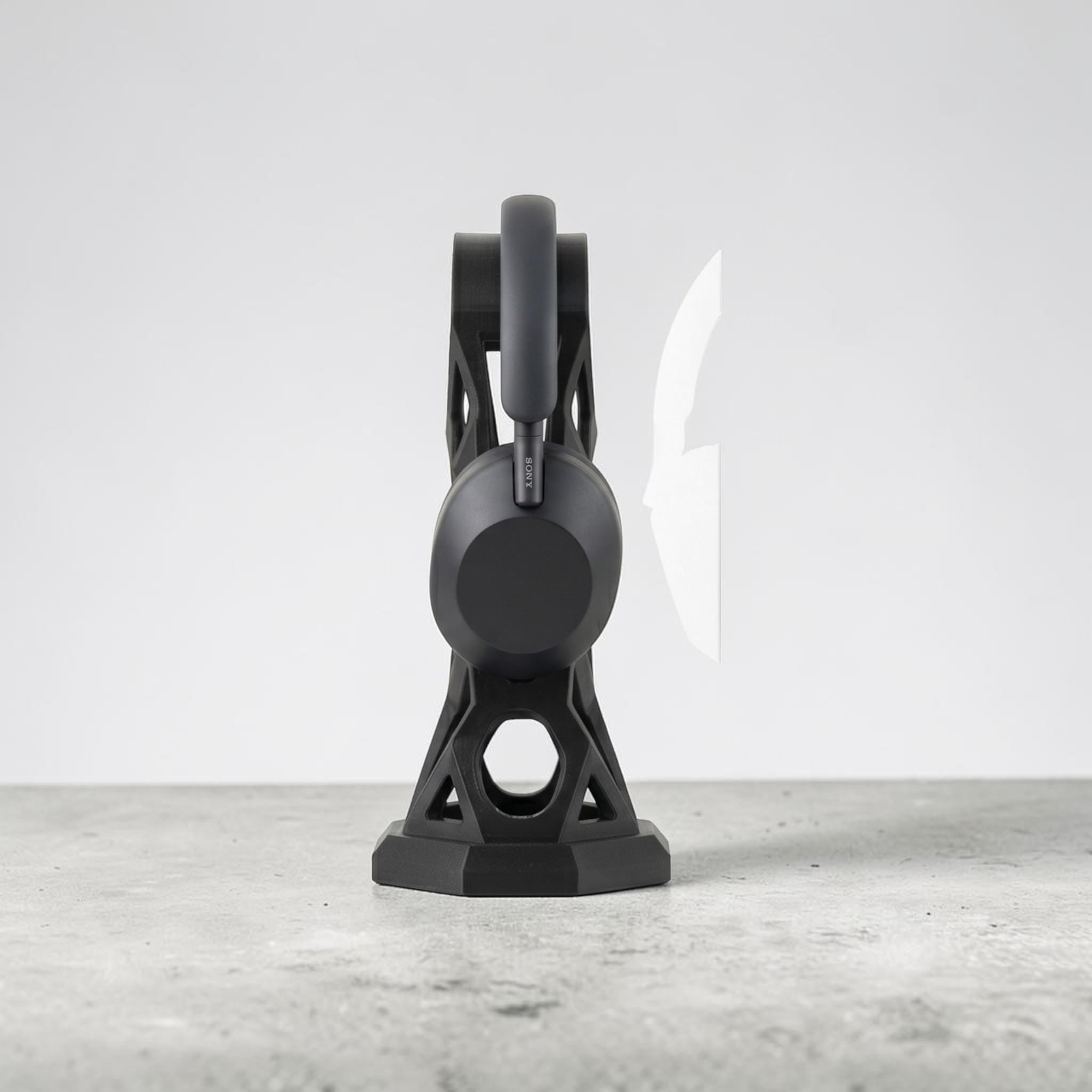 Cage Design Headphone Holder – 3D Printed Black Gaming Desk Stand