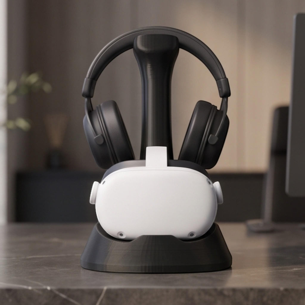 VR & Headphone Dual Stand – 3D Printed Gaming Gear Organizer