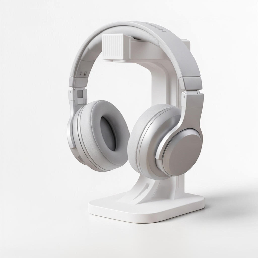 White Gaming Headset Stand – Minimalist 3D Printed Desk Organizer