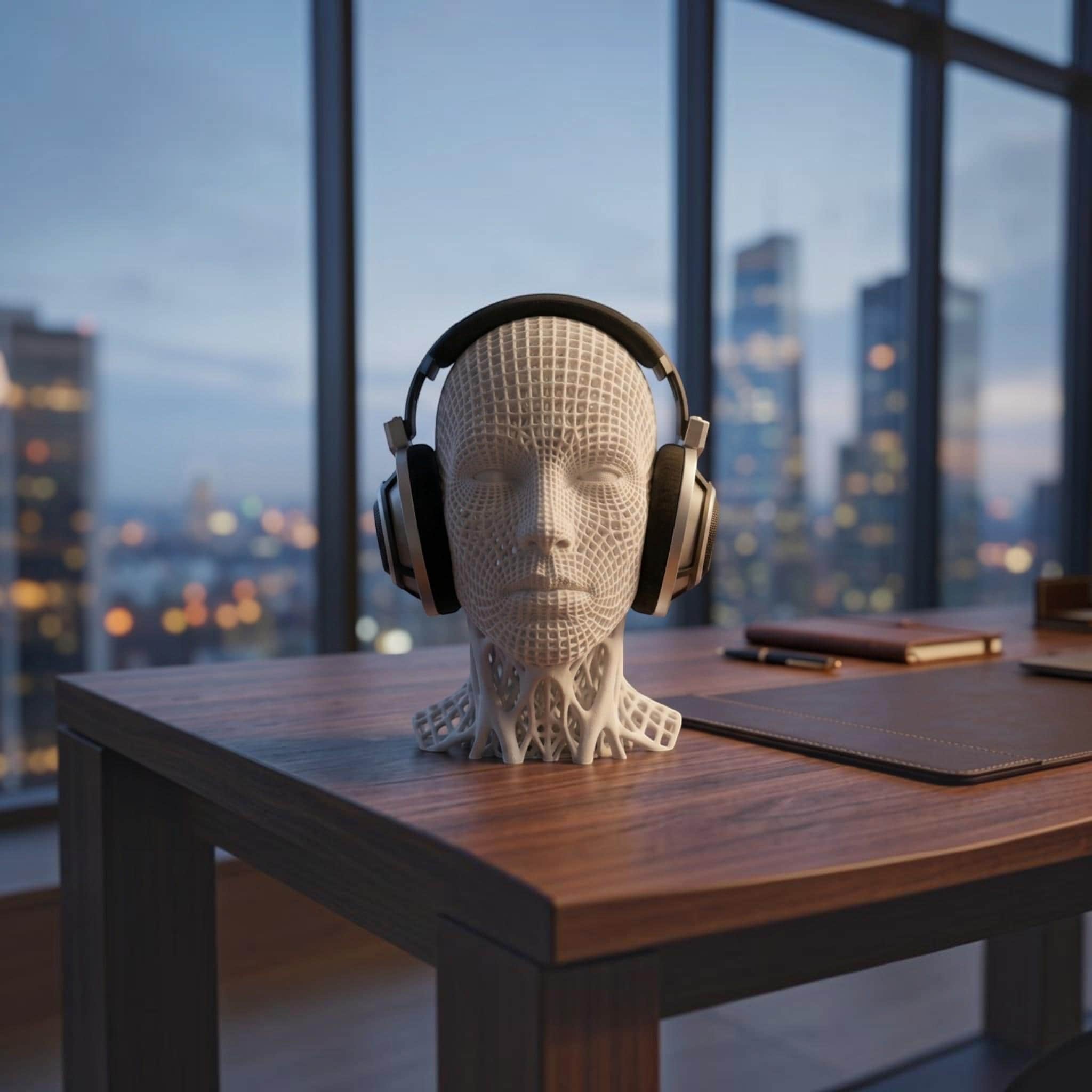 Voronoi Headphone Stand – Geometric 3D Printed Audiophile Desk Decor