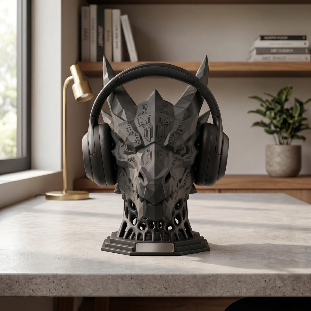 Mech Dragon Headset Stand – 3D Printed Sci-Fi Gaming Desk Decor
