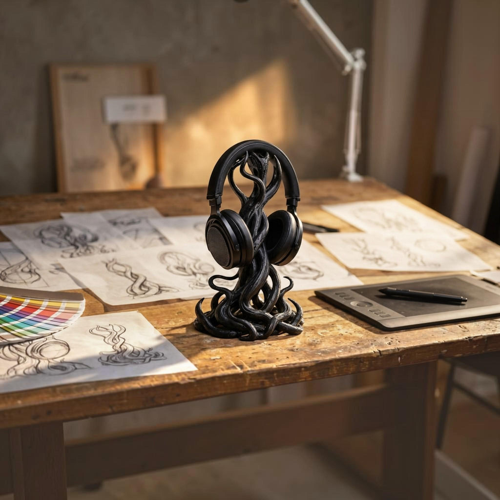 Gothic Tentacle Headphone Stand – Artistic 3D Printed Desk Organizer