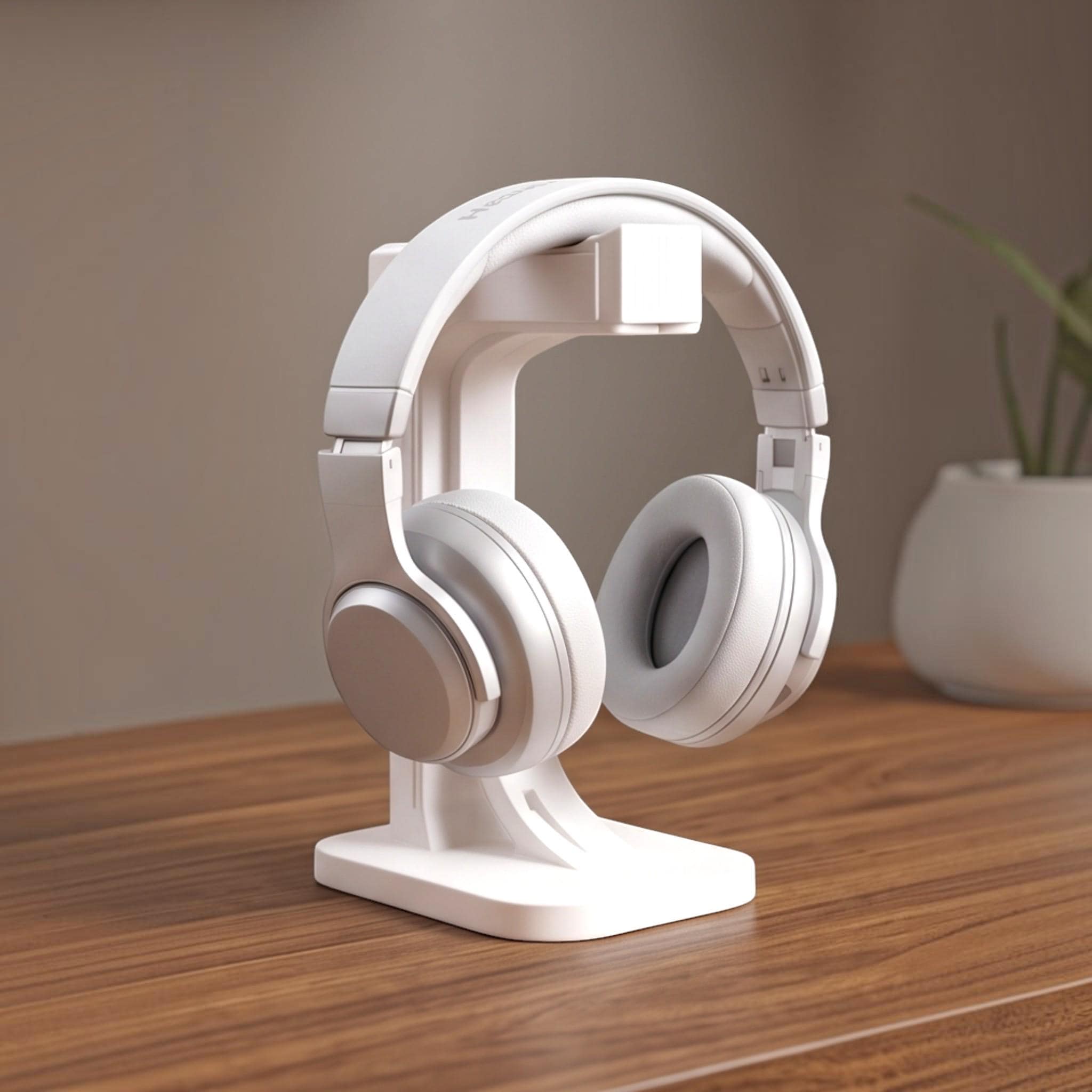 White Gaming Headset Stand – Minimalist 3D Printed Desk Organizer