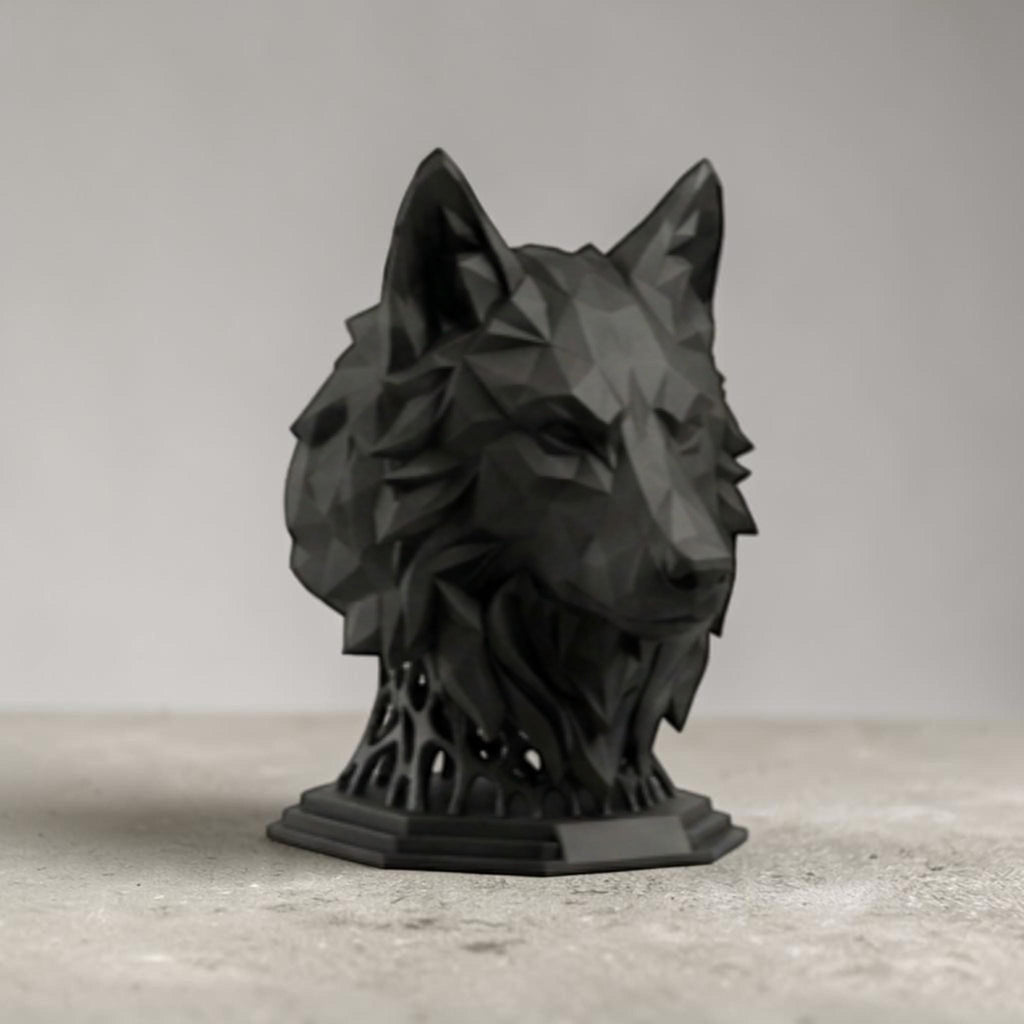 Geometric Wolf Headphone Stand – Hexagonal Base, Multi-Color Edition