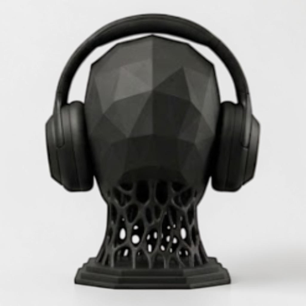 Alien Headphone Stand – Matte Black Extraterrestrial Desk Sculpture