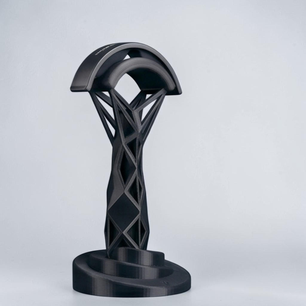 Geometric Headphone Stand – 3D Printed Black Gaming Desk Organizer