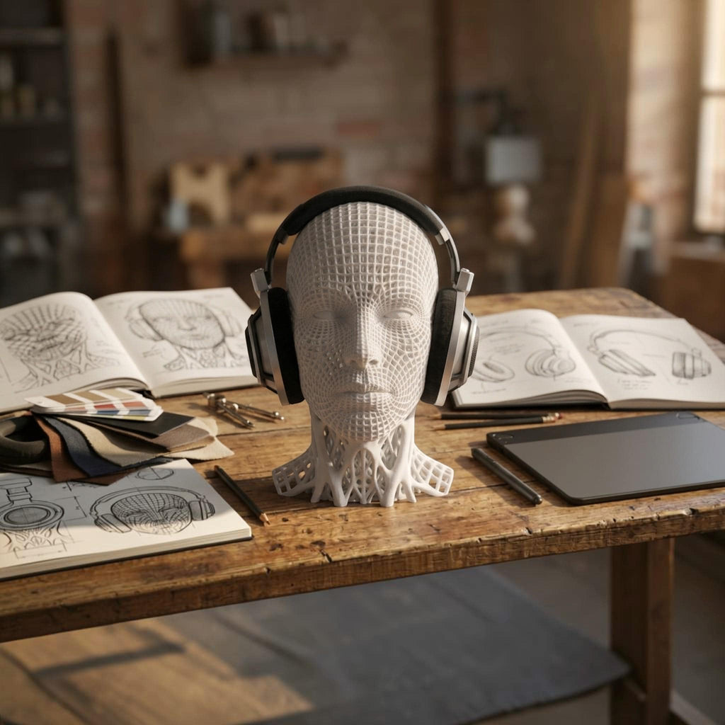 Voronoi Headphone Stand – Geometric 3D Printed Audiophile Desk Decor