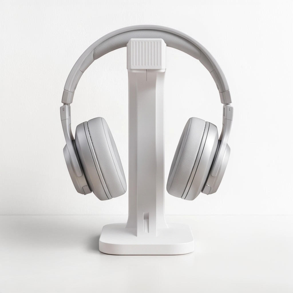 White Gaming Headset Stand – Minimalist 3D Printed Desk Organizer