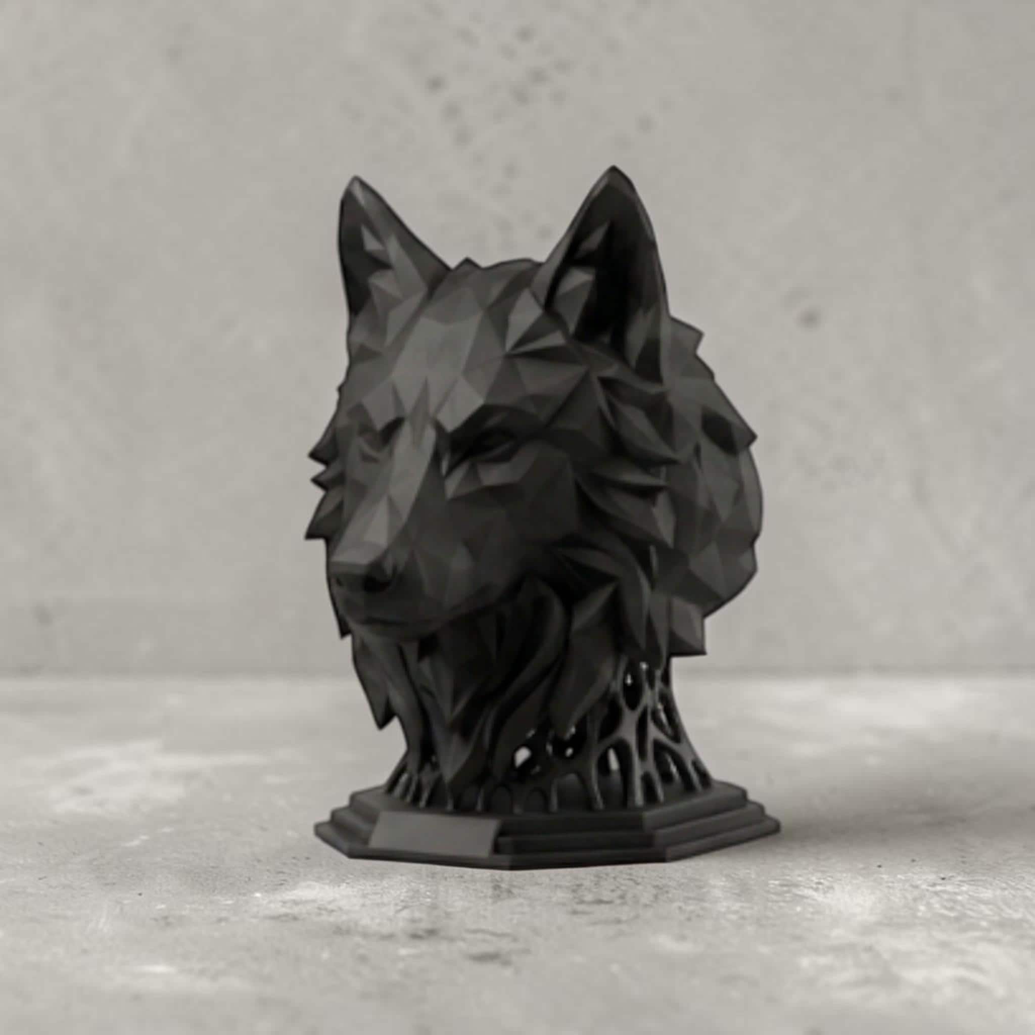 Geometric Wolf Headphone Stand – Hexagonal Base, Multi-Color Edition