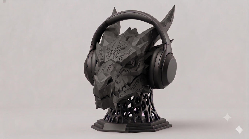 Mech Dragon Headset Stand – 3D Printed Sci-Fi Gaming Desk Decor