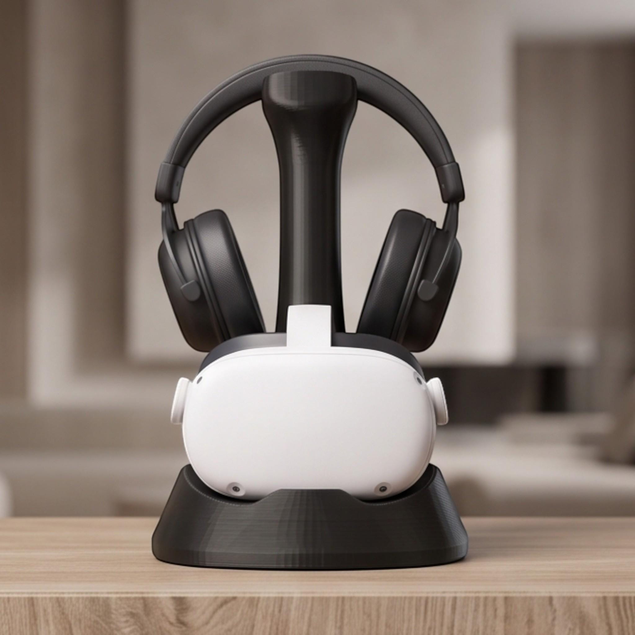 VR & Headphone Dual Stand – 3D Printed Gaming Gear Organizer