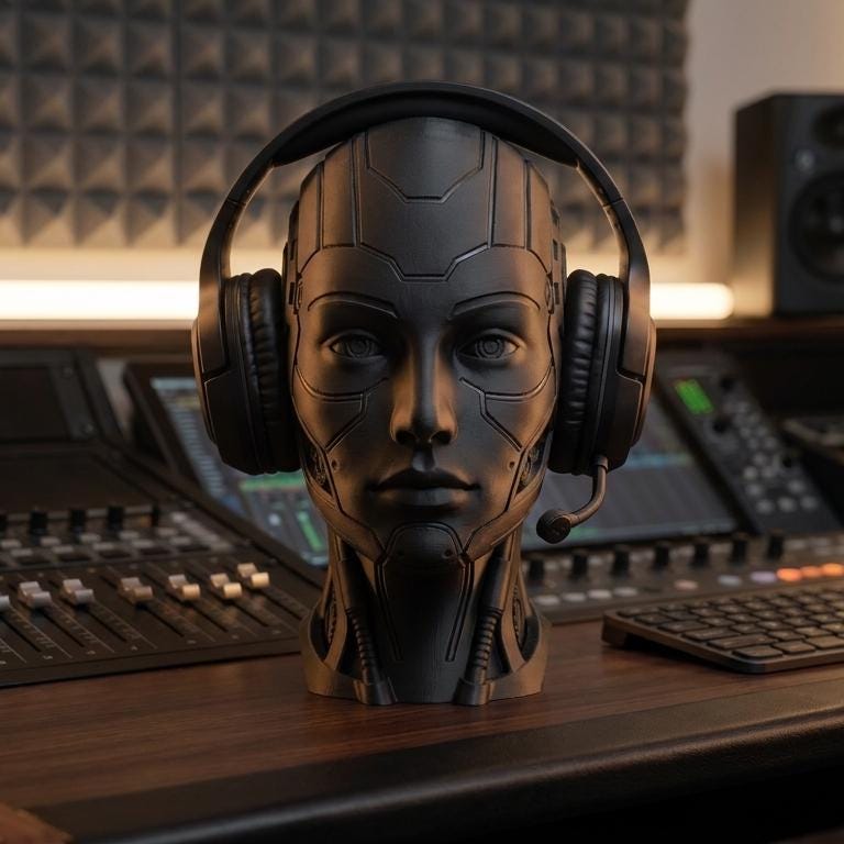 Futuristic Android Headset Holder – Cyberpunk 3D Printed Desk Decor