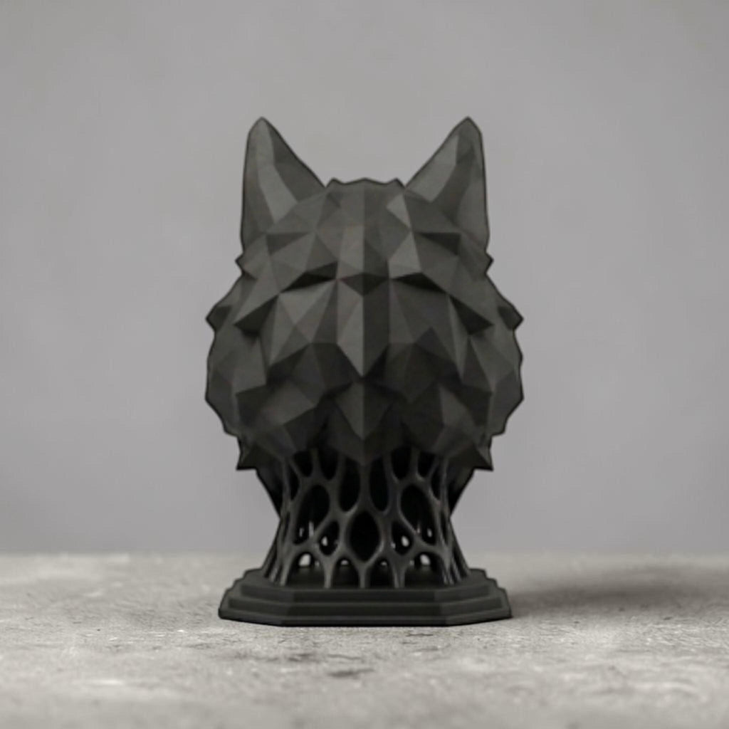 Geometric Wolf Headphone Stand – Hexagonal Base, Multi-Color Edition