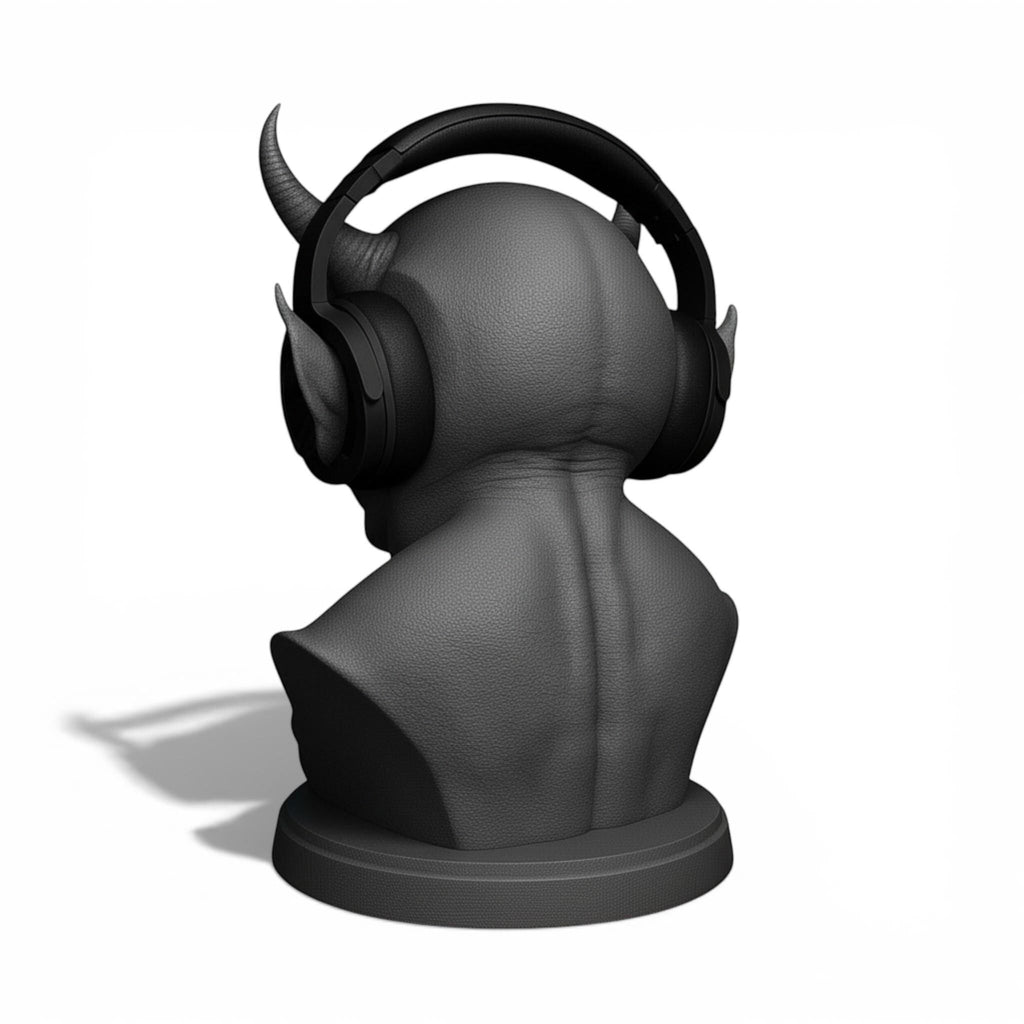 Demon Bust Headphone Stand – 3D Printed Horror Headset Holder for Desks