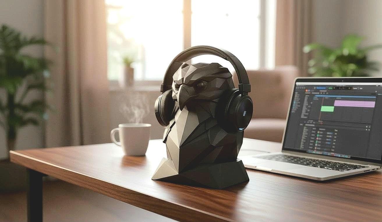 Eagle Headphone Stand – 3D Printed Geometric Low-Poly Gaming Desk Holder