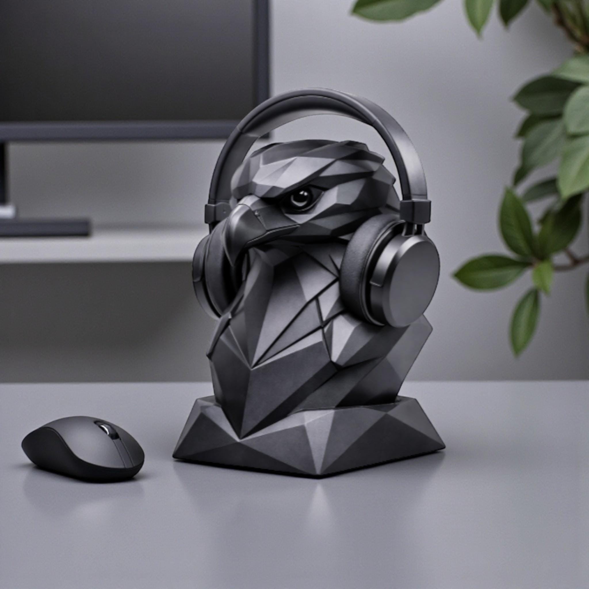 Eagle Headphone Stand – 3D Printed Geometric Low-Poly Gaming Desk Holder