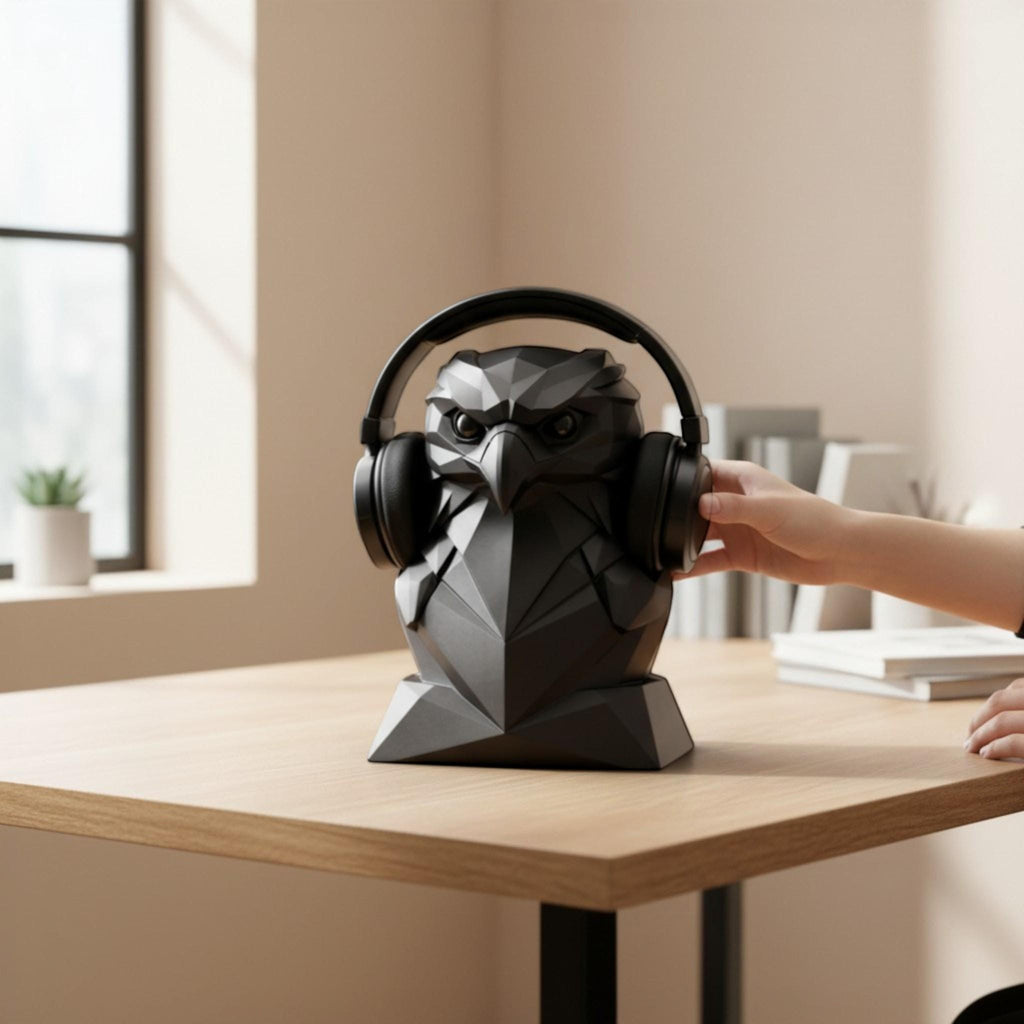 Eagle Headphone Stand – 3D Printed Geometric Low-Poly Gaming Desk Holder