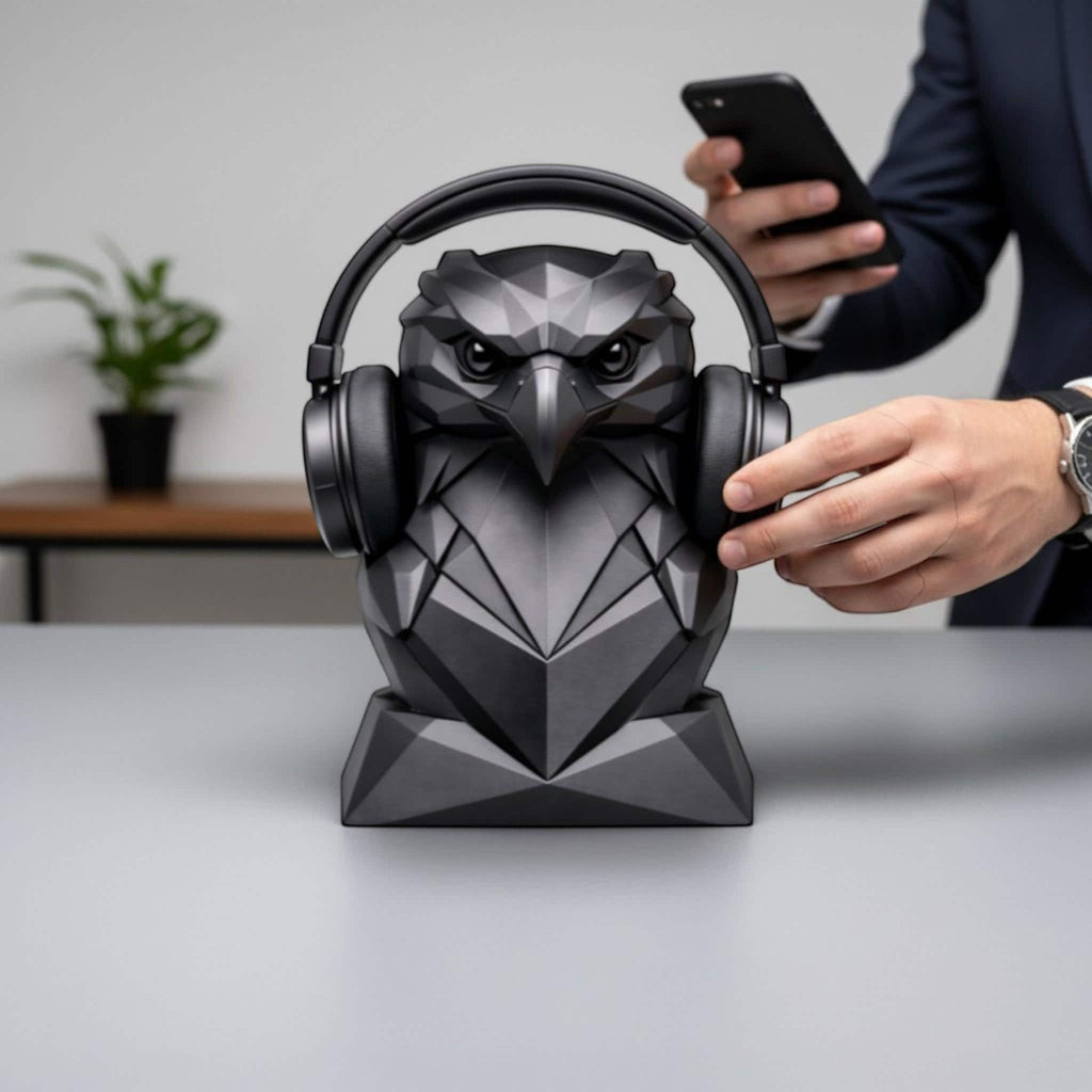 Eagle Headphone Stand – 3D Printed Geometric Low-Poly Gaming Desk Holder