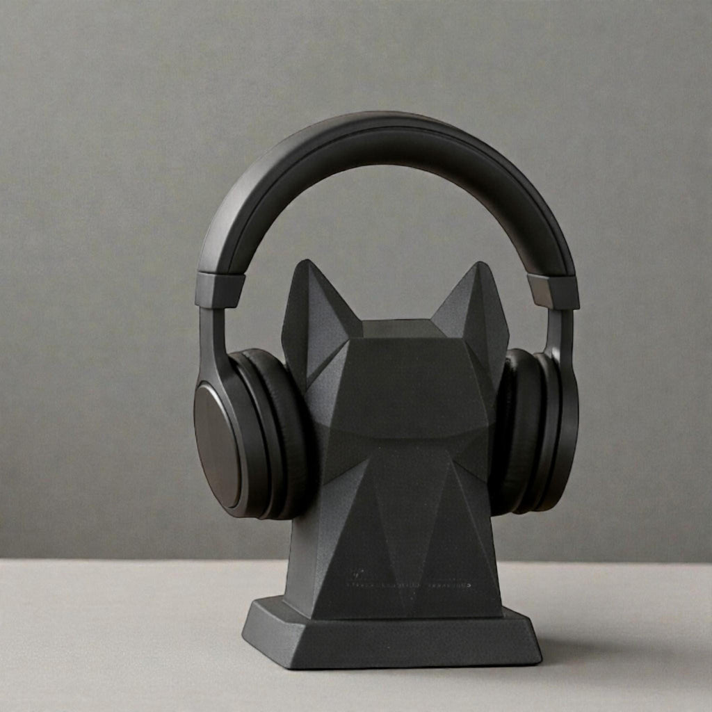 Geometric Dog Headphone Stand – 3D Printed Low-Poly Gaming Desk Holder