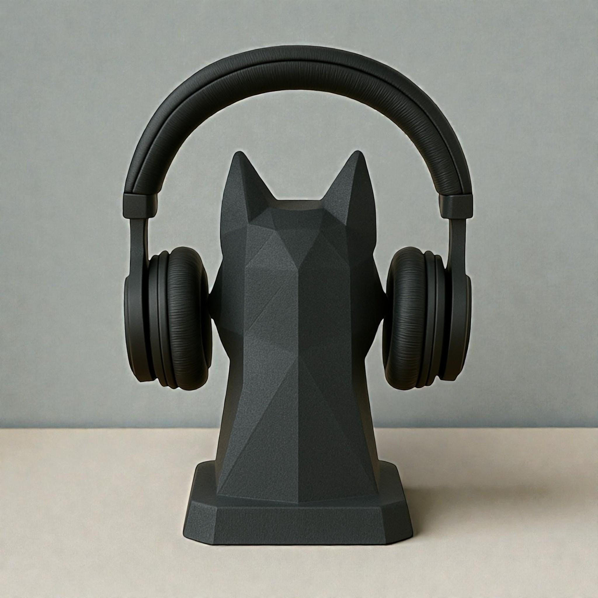Geometric Dog Headphone Stand – 3D Printed Low-Poly Gaming Desk Holder