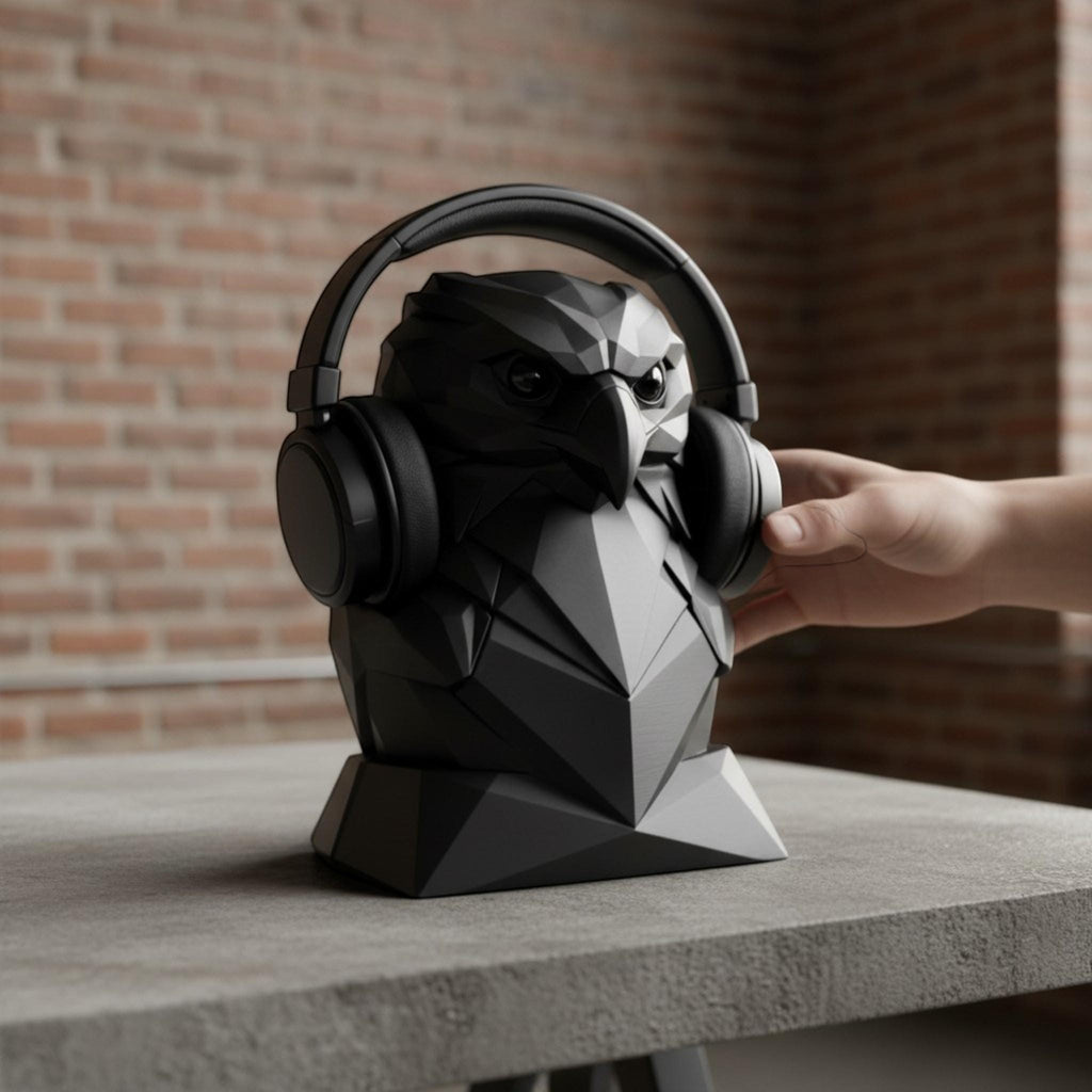 Eagle Headphone Stand – 3D Printed Geometric Low-Poly Gaming Desk Holder