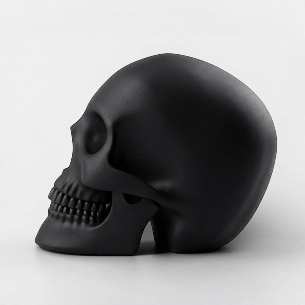 Happy3dWorld black low-polygon skull headphone stand for gothic desk decor