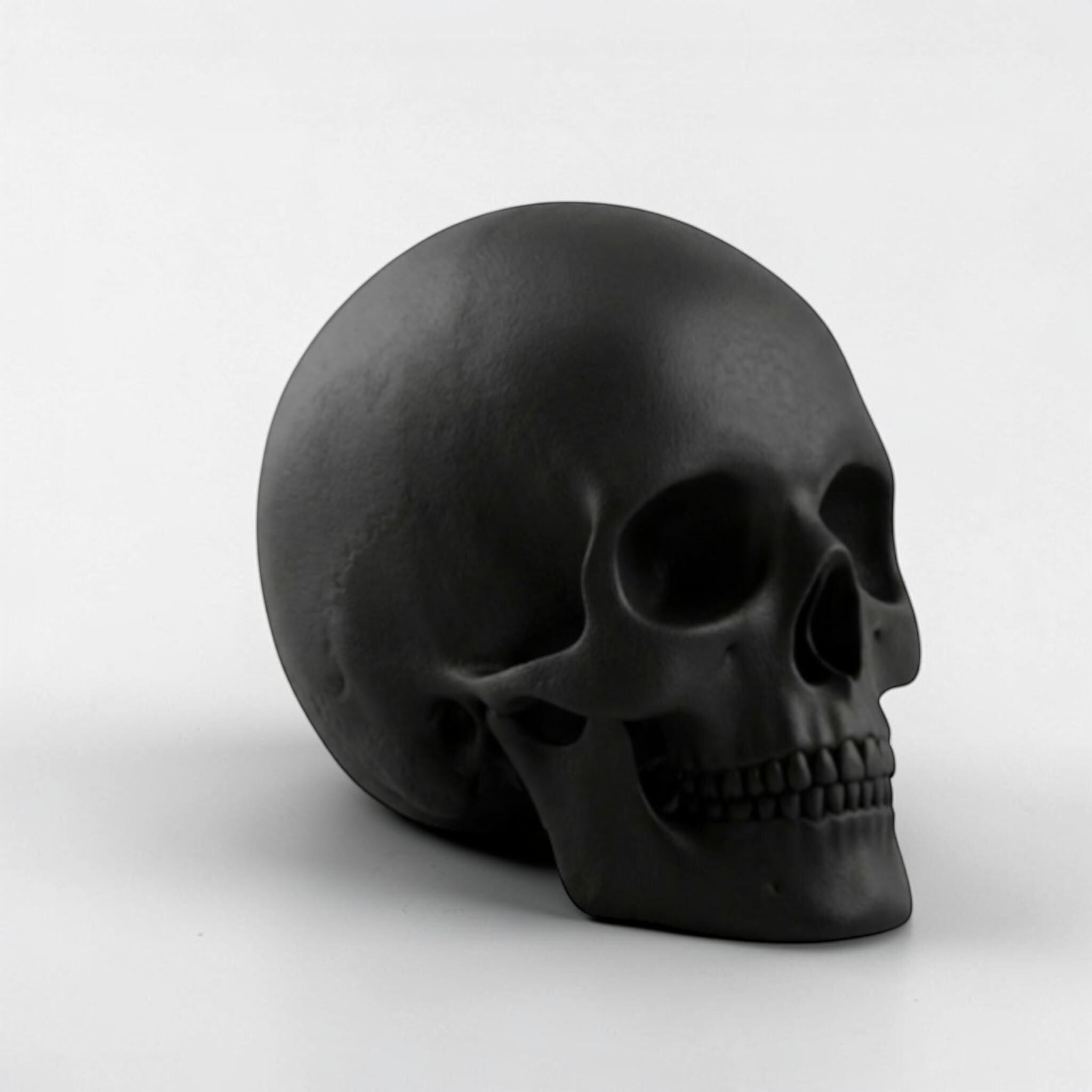 Happy3dWorld matte black low-polygon skull headphone stand for gothic desk decor