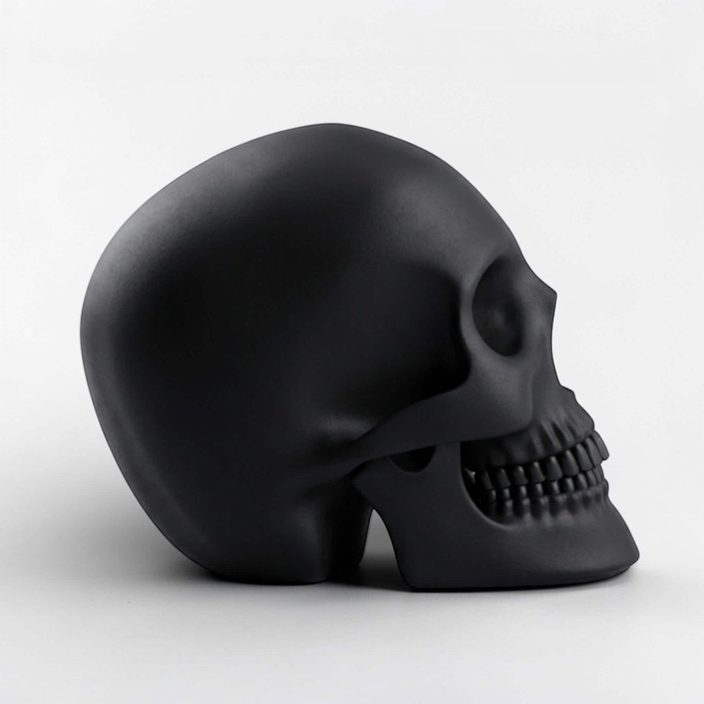 Happy3dWorld black low-polygon skull headphone stand for gothic desk decor