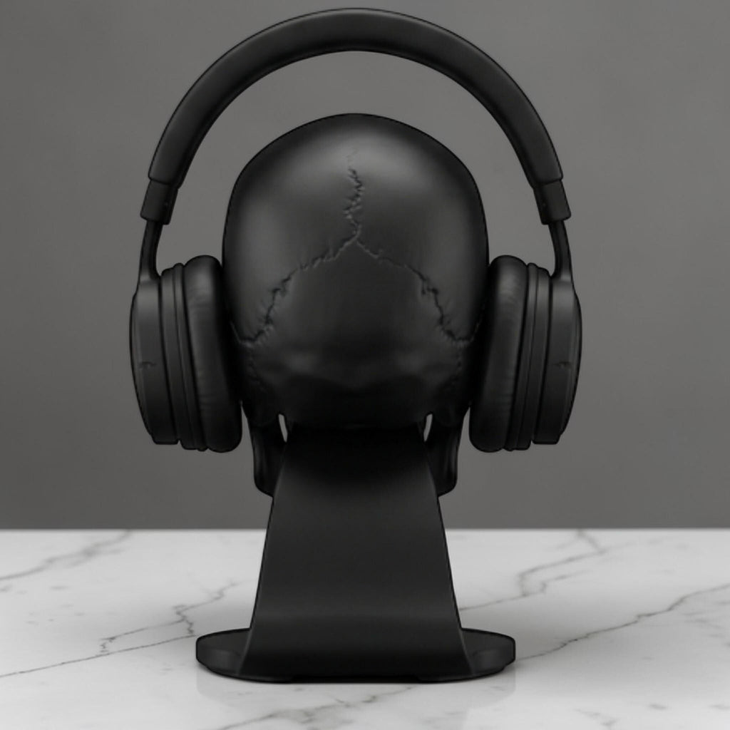 Skull Headset Stand – Anatomical Gaming Desktop Organizer & Gothic Room Decor