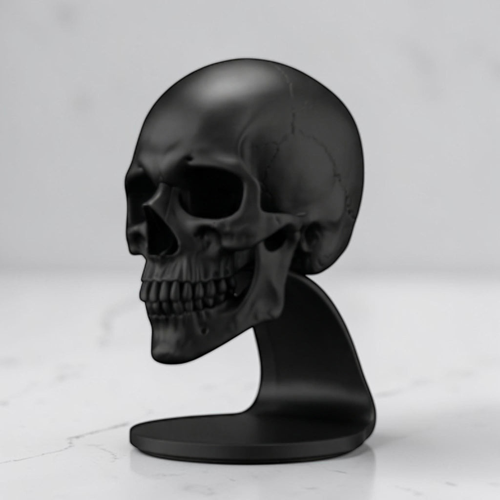 Skull Headset Stand – Anatomical Gaming Desktop Organizer & Gothic Room Decor