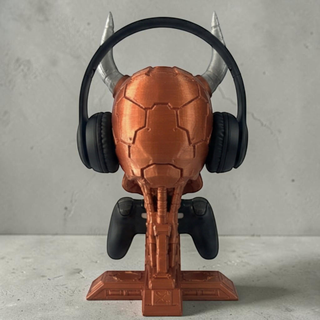 Cyber Skull Headset & Controller Stand – 3D Printed Cyberpunk Desk Decor