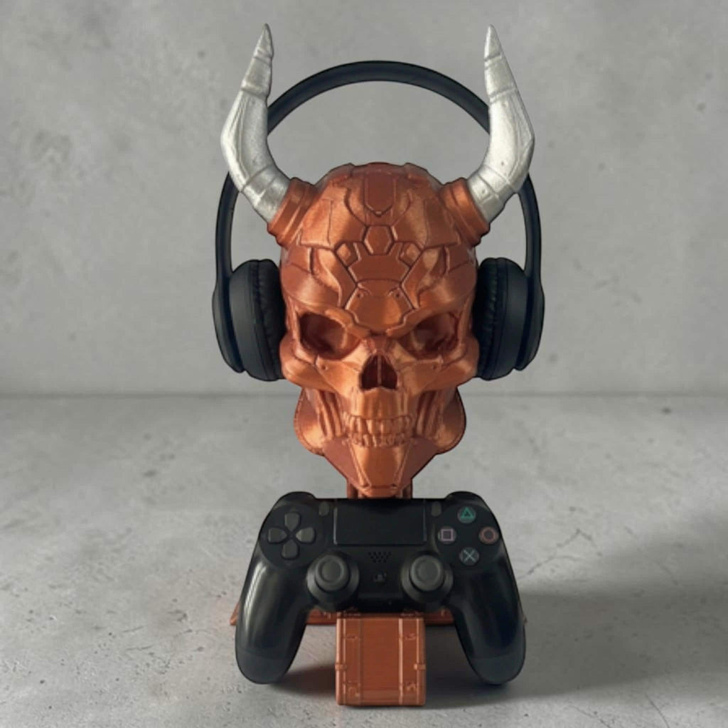 Cyber Skull Headset & Controller Stand – 3D Printed Cyberpunk Desk Decor