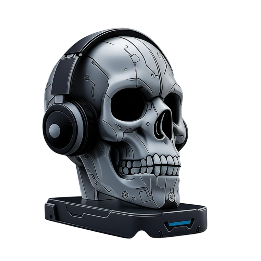 Skull Headphone Stand Gothic Desk Decor for Gaming Setup