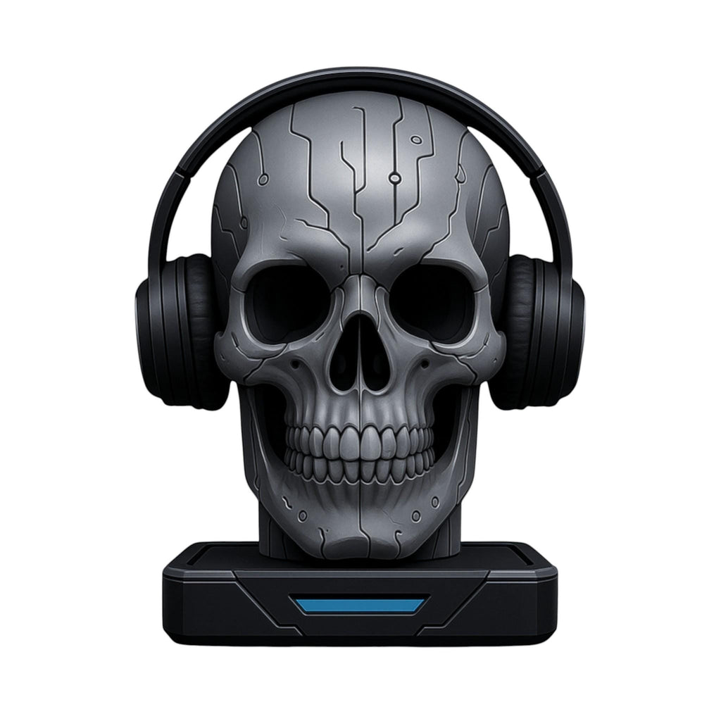 Skull Headphone Stand Gothic Desk Decor for Gaming Setup