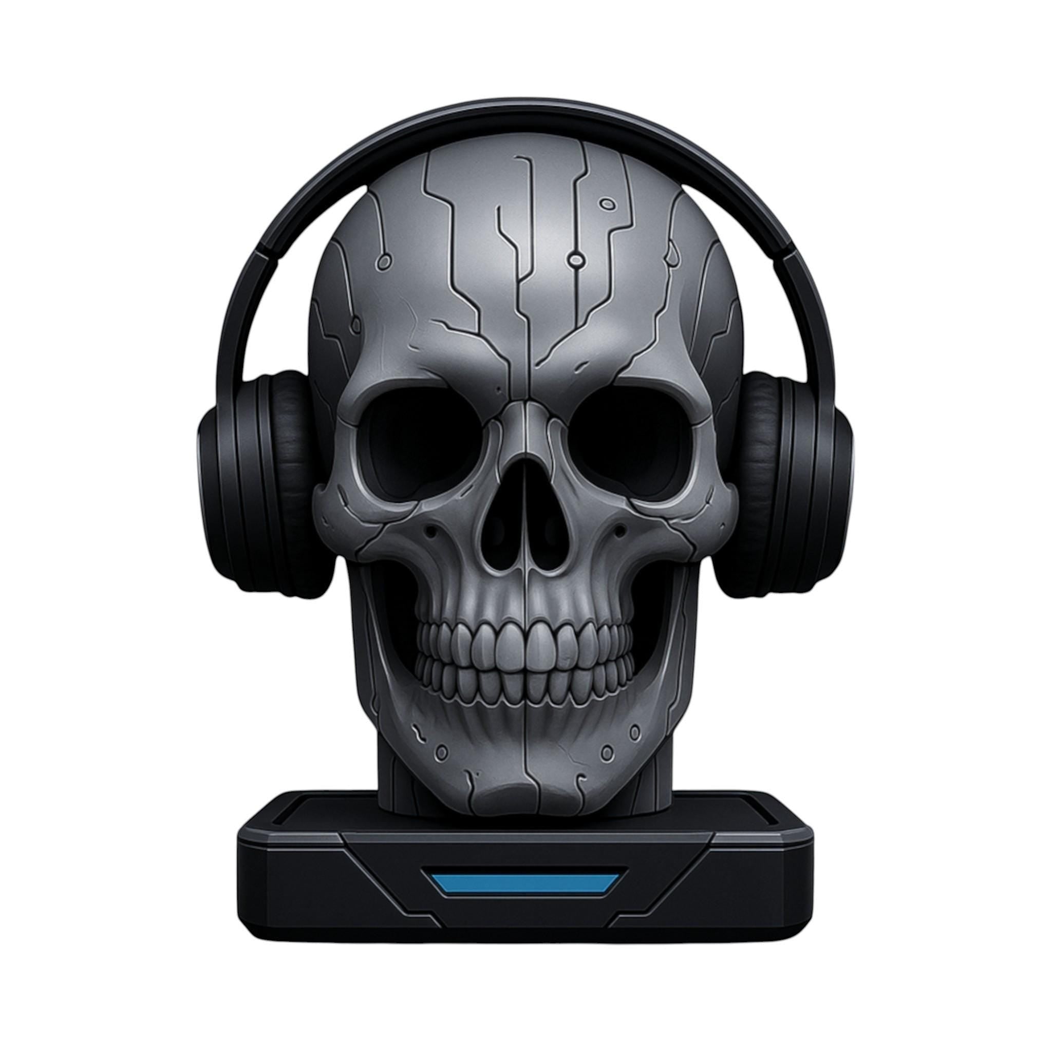 Skull Headphone Stand Gothic Desk Decor for Gaming Setup