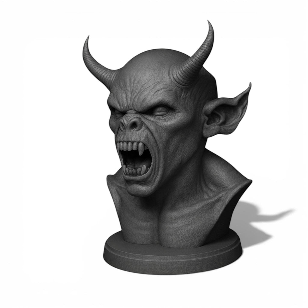 Demon Bust Headphone Stand – 3D Printed Horror Headset Holder for Desks