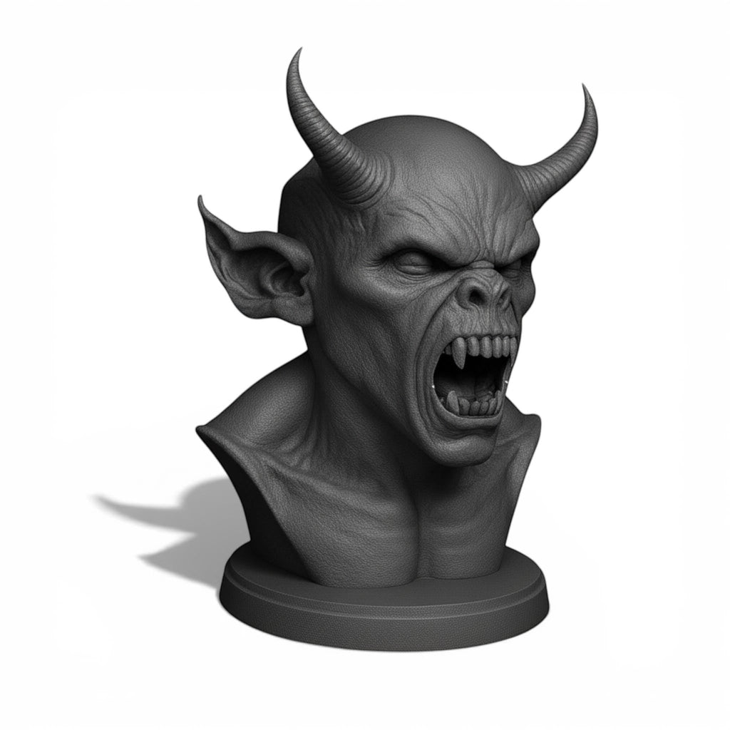 Demon Bust Headphone Stand – 3D Printed Horror Headset Holder for Desks