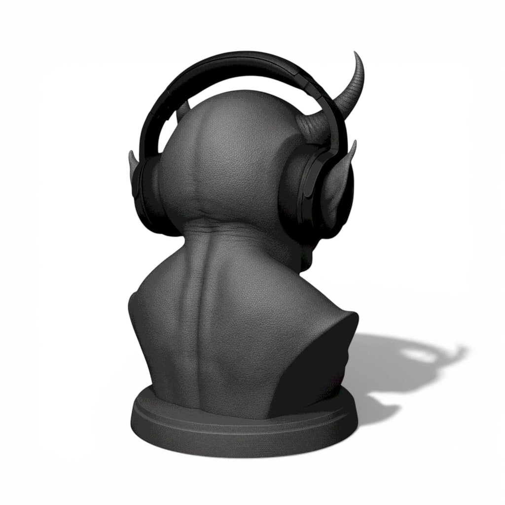 Demon Bust Headphone Stand – 3D Printed Horror Headset Holder for Desks