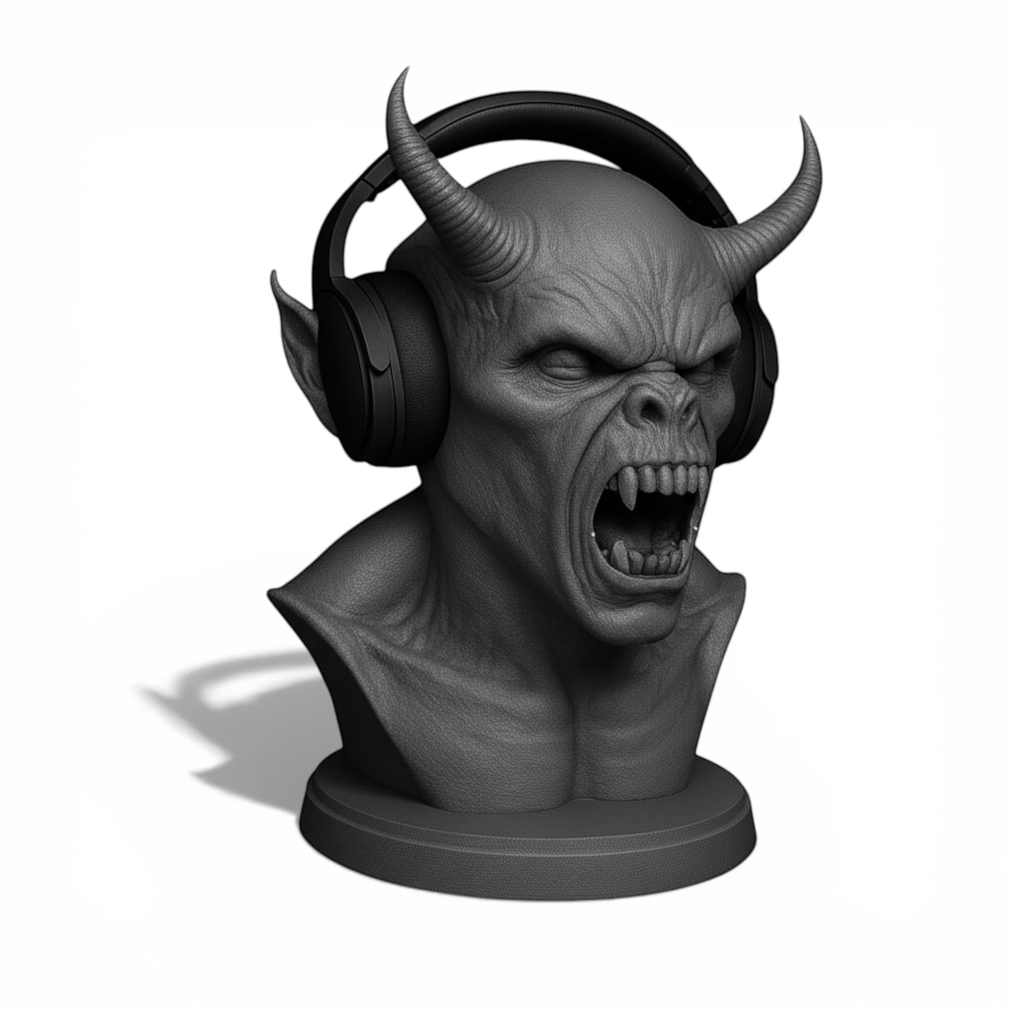 Demon Bust Headphone Stand – 3D Printed Horror Headset Holder for Desks