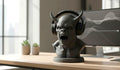 Demon Bust Headphone Stand – 3D Printed Horror Headset Holder for Desks