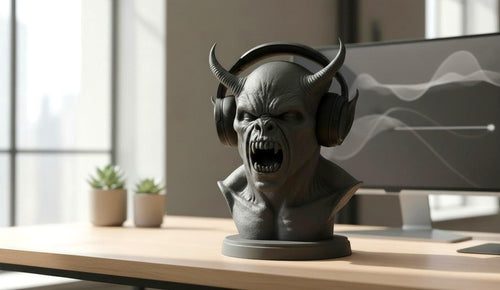 Demon Bust Headphone Stand – 3D Printed Horror Headset Holder for Desks