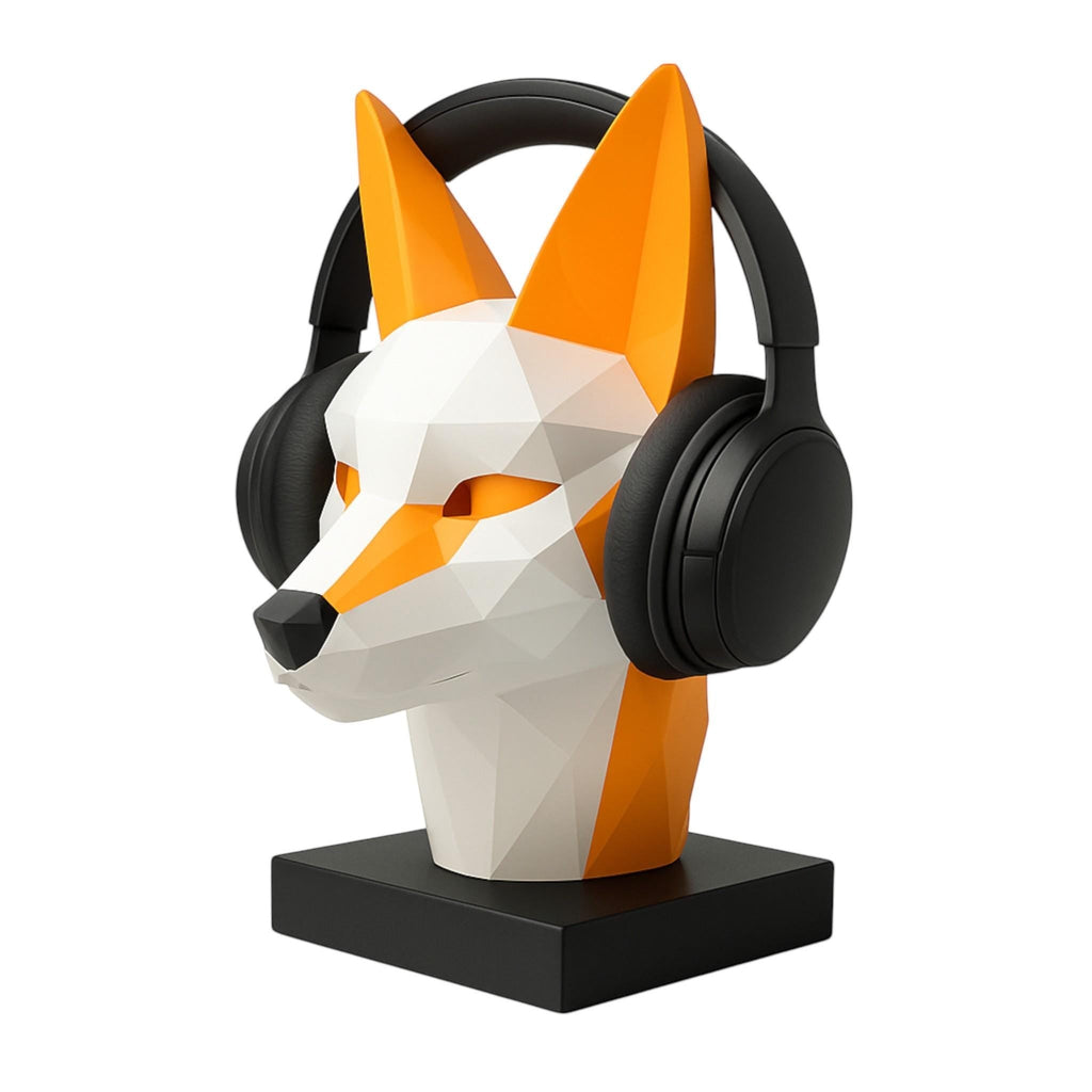 Fox Headphone Stand – 3D Printed Low-Poly Geometric Holder for Gaming & Modern Desks