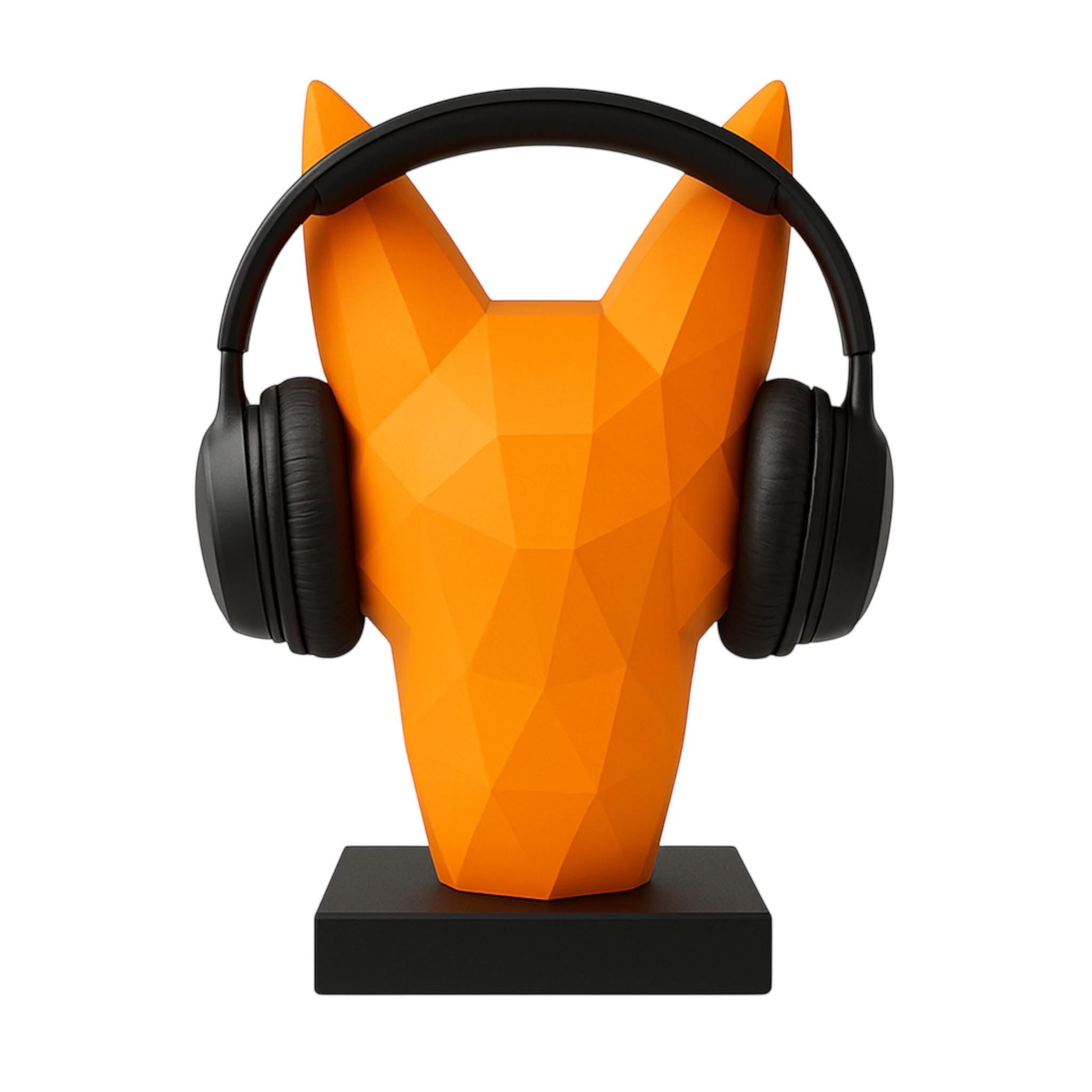 Fox Headphone Stand – 3D Printed Low-Poly Geometric Holder for Gaming & Modern Desks