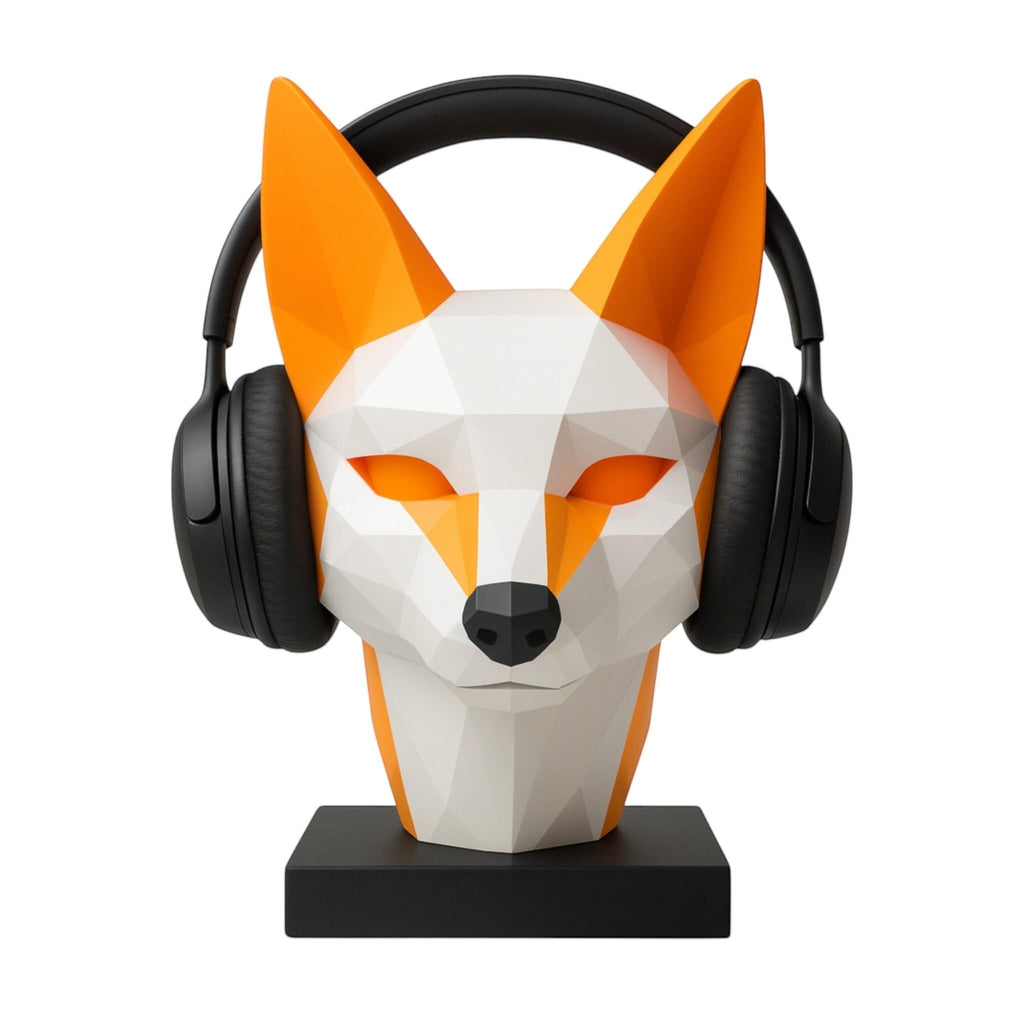 Fox Headphone Stand – 3D Printed Low-Poly Geometric Holder for Gaming & Modern Desks