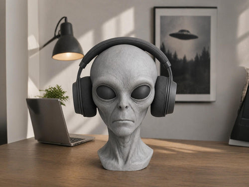 Alien Bust Headphone Stand – Sci-Fi Desk Decor & Gaming Setup