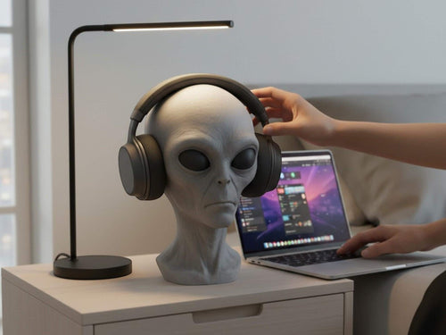 Alien Bust Headphone Stand – Sci-Fi Desk Decor & Gaming Setup